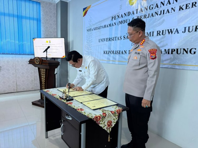 Universitas Saburai Kerjasama   dengan Polda Lampung Bentuk Pusat Studi Kepolisian