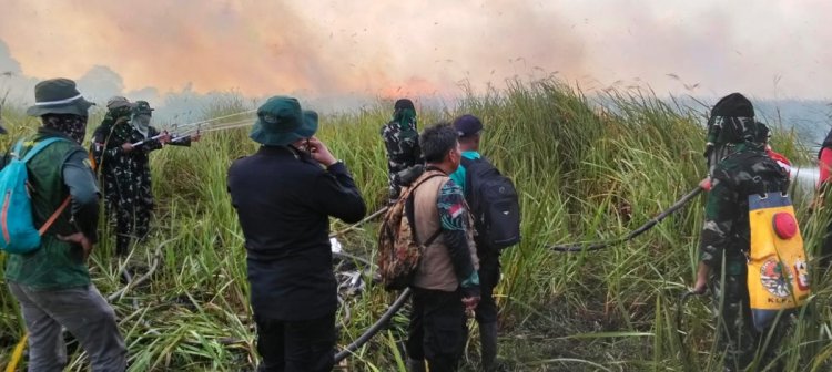Pangdam XXI/RI Kerahkan Prajurit Yonif TP 943/DPC untuk Bantu Pemadaman Karhutla di Way Kambas